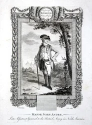 Major John Andre, nieżyjący adiutant generalny armii brytyjskiej w Ameryce Północnej, ryty Thomas Cook (1744-1818) c.1785 (grafika)