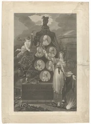 Alegoria op de Vrede van Amiens, 1802 Ogólny spokój dzięki równowadze męstwa Marzec 1802 (tytuł na obiekcie)
