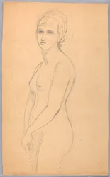 Rysunek, stojący akt kobiecy, 1860-70
