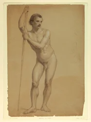 Rysunek, Mężczyzna stojący, dwa S, 1866