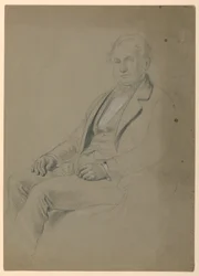 Rysunek, siedzący mężczyzna, 1860