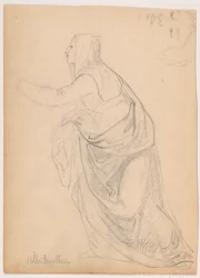 Rysunek, Ubrana kobieta wyciągająca rękę, według Mariotto Albetinelli, 1844