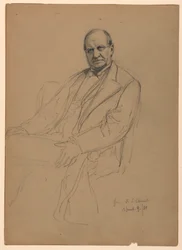 Rysunek, Robert L. Stuart w pozycji siedzącej, 1881 r.