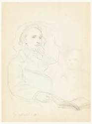 Rysunek, szkice do "Lekcji dobroczynności" i portret Petera Richardsa, Jr, 1849 r.