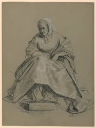 Rysunek, studium do "Przyjęcia u Marthy Washington", 1860 r.