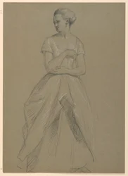 Rysunek, studium do "Przyjęcia u Marthy Washington", 1860 r.