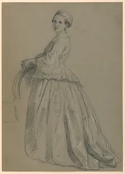 Rysunek, studium do "Przyjęcia u Marthy Washington", 1860 r.