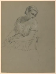 Rysunek, studium do "Przyjęcia u Marthy Washington", 1860 r.
