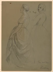 Rysunek, studium do "Przyjęcia u Marthy Washington", 1860 r.