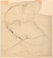Rysunek, studium do "Rzymskiej dziewczyny", głowa kobiety, 1841