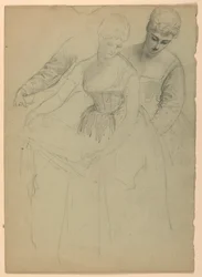 Rysunek, stojąca kobieta, oddzielnie, 1860 r.