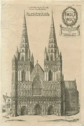 Katedra w Lichfield - Front Zachodni: grawerowanie i [?koniec XVII wieku]