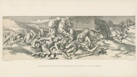 Noc po bitwie; Edith odkrywa pośród zabitych ciało Harolda, ostatniego króla saskiego Anglii
