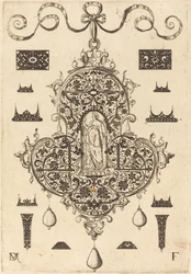 Duży wisiorek, roztropność stojąca w centrum