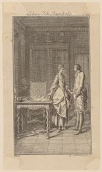 Bunkel w bibliotece panny Henriette Noel, arkusz 1 z „Życia, uwag i opinii Johanna Bunkela”