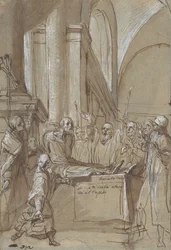 Raymond Diocrès przemawiający podczas pogrzebu z życia św. Brunona z Kolonii, 1628-29.