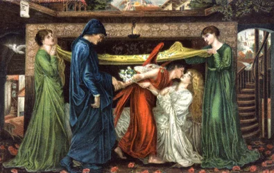 Dante Alighieri spotyka Beatrice, ok. 1900 (pocztówka)