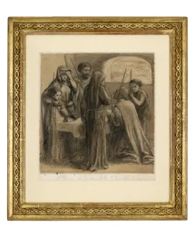 Pascha w domu Józefa i Zachariasza, ok. 1850 r. (grafit i pióro oraz czarny atrament i szarość na białym papierze)