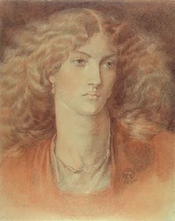 Głowa kobiety, zwana Ruth Herbert, 1876 (czerwona i czarna kreda na papierze)