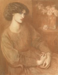 Jane Morris, 1868 (kolorowe kredy)