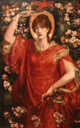 Une vision de Fiammetta - Wizja Fiammetta, autorstwa Rossettiego, Dante Gabriela (1828-1882). olej na płótnie