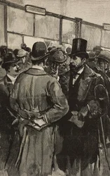 Lady bankowe podczas skandalu z bankiem rzymskim (Banca Romana), Rzym, Włochy, rycina według rysunku Dantego Paolocciego, z L