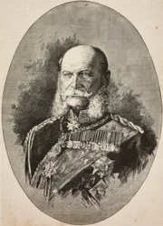 Cesarz Niemiec Wilhelm I (1797-1888) w 1887 r., rycina z rysunku Dantego Paolocciego, z L