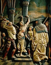 Męczeństwo świętej Agaty (płaskorzeźba z drewna lipowego)