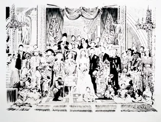 Szkoła w Atenach, 2006 (tusz indygo na papierze)