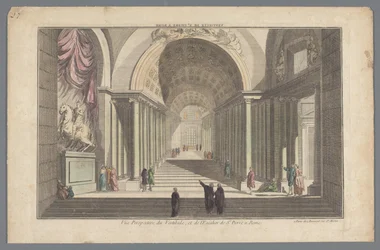 Widok na przedsionek i klatkę schodową Bazyliki św. Piotra w Rzymie Vestibule de St. Pierre a Rome / Vue Perspective du Vestibule, et de l