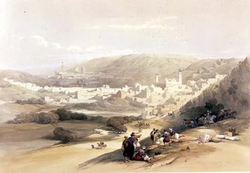 Hebron, 18 marca 1839, tablica 55 z tomu II "Ziemi Świętej", sztychowana przez Louisa Haghe (1806-85) wyd. 1843 (lito)