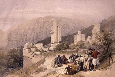 Remains of a Triumphal Arch at Petra, March 8th 1839, plate 100 from Volume III of 