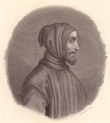 Portret włoskiego malarza Cimabue (ok. 1240-1302), miedzioryt Locatellego na podstawie portretu Simone Senese