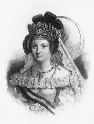 Portret Marii Cristiny de Borbon (1806-1878), królowej małżonki Hiszpanii od 1829 do 1833 i królowej regentki od 1833 do 1840, rycina