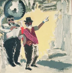 Prowadzenie Criterion Jazz Band z Big Alem (olej na płótnie na pokładzie)