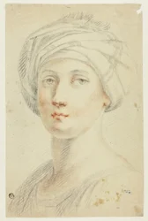 Portret popiersia młodej kobiety w turbanie