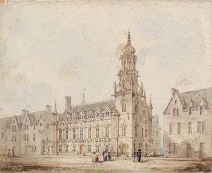 Dundee Royal Exchange z wieżą i koroną: pierwszy rysunek
