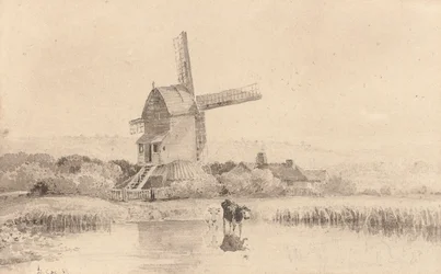 Pojenie bydła przy wiatraku na Dulwich Common, 1811