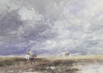 Idąc do Hayfield, ok. 1855 (czarna kreda i akwarela na papierze)