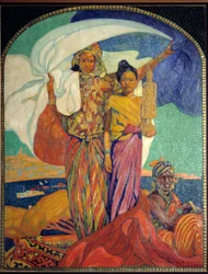 Kolonializm: plakat do kolonialnej wystawy narodowej w Marsylii. Plakat Davida Dellepiane (1866-1932). 1922 Marsylia, Muzeum Marynarki