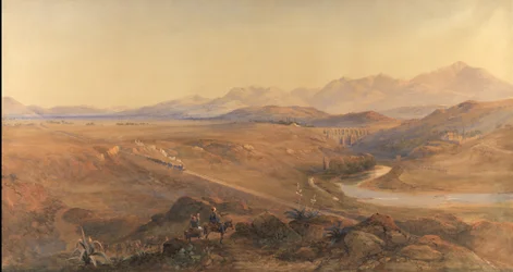 Pociąg parowy na kolei osmańskiej, 1859 (toaleta i ołówek powiększony kolorem nadwozia)