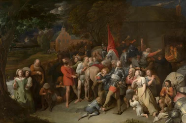 Plądrujący żołnierze (olej na płótnie)