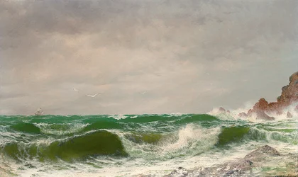Fale rozbijające się o skaliste wybrzeże, 1885