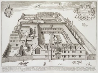 Corpus Christi College, Oxford, z „Oxonia Illustrated”, opublikowana 1675 (rycina)