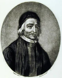 Portret dr Thomasa Baileya, grawerowany przez Richarda Earloma (1743-1822) z książki Znaki rozpoznawcze w historii Wielkiej Brytanii (mezzotinta)