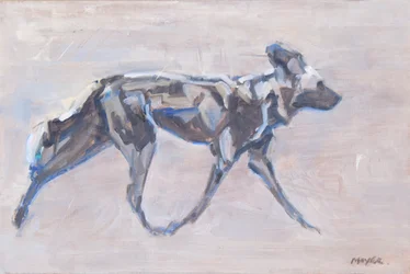 African Painted Dog (dziki pies), 2024 (olej na płótnie)
