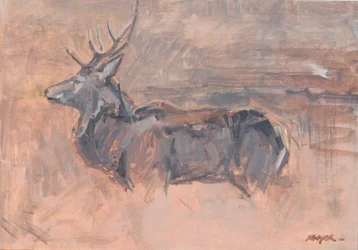 Red Deer Stag, 2023 (olej na płótnie)