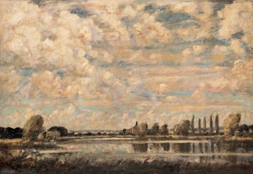 Scena nad rzeką (olej na płótnie)