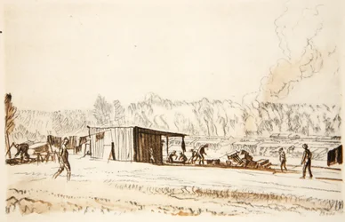 Kuchnia w polu, ilustracja z "The Western Front", wyd. przez Country Life Ltd.