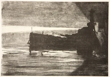 Zbliżanie się do pancernika nocą, ilustracja z "The Western Front", wyd. przez Country Life Ltd.